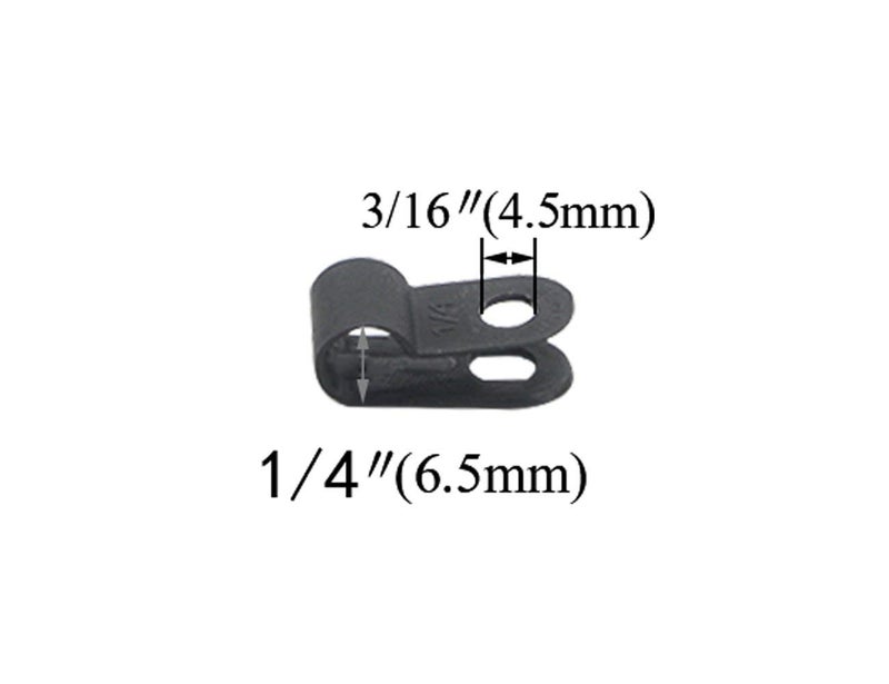 TOVOT 200 PCS 1/4" Nylon Cable Clamps Assortment R-Type Cable Clips Kit Black Plastic Wire Clamps Fasteners for Wire Mounting - Image 2